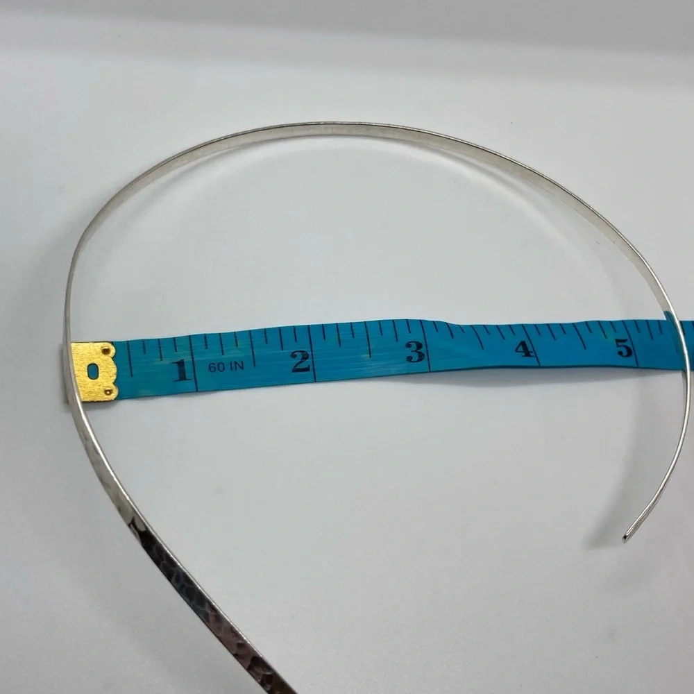Vtg 925 Sterling Silver Hammered Choker Torc Torque Collar Necklace | 10” + 2.5” - Picture 10 of 14